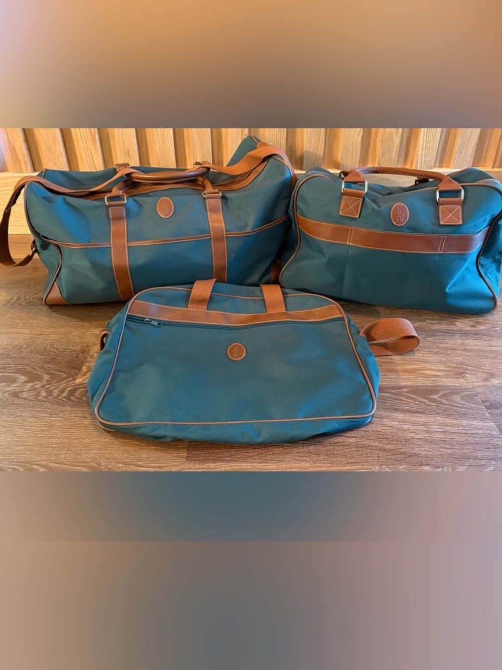 Polo by Ralph Lauren Teal Duffel and Travel Bags with Brown Trim - Men Bags